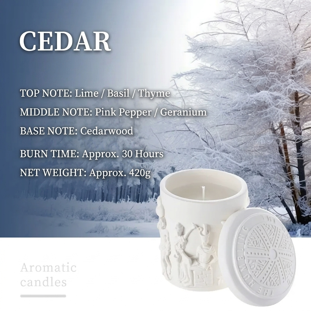 Vela aromática de cera de soja blanca en relieve, adorno de fragancia de cumpleaños, cilindro difusor de aceite esencial de madera de agar