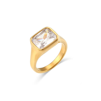 Ring Set | Heart Shape Number 111 Ring | White Square Large Zircon Ring