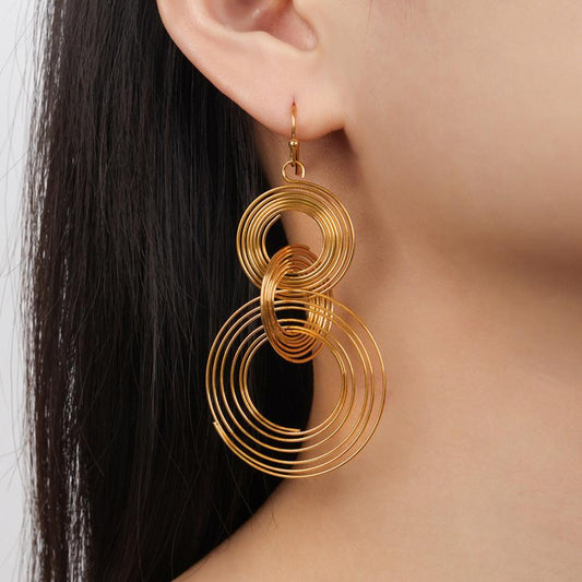 Golden Spiral Charm Earrings