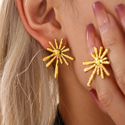 Sunlight Radial Earrings Stainless Steel 18K Gold Plated