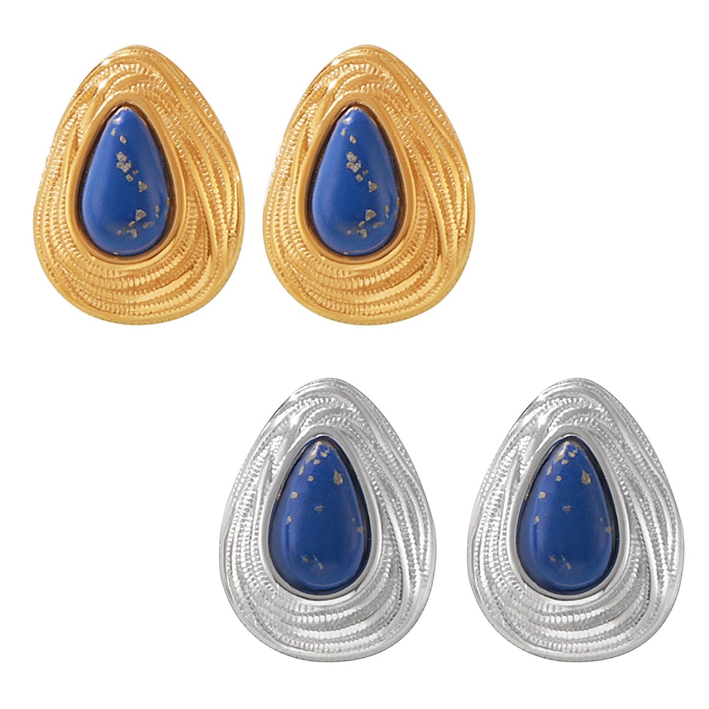 Teardrop Shaped Blue Lapis Lazuli Earrings