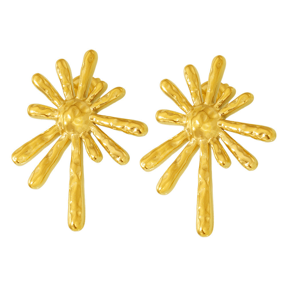 Sunlight Radial Earrings Stainless Steel 18K Gold Plated