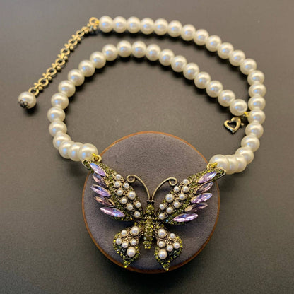 butterfly pearl necklace