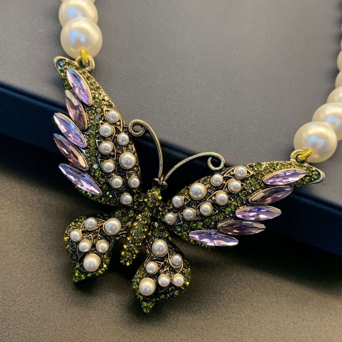 butterfly pearl necklace