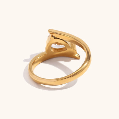 Wing Shape Creative Water Drop Zirconia Ring