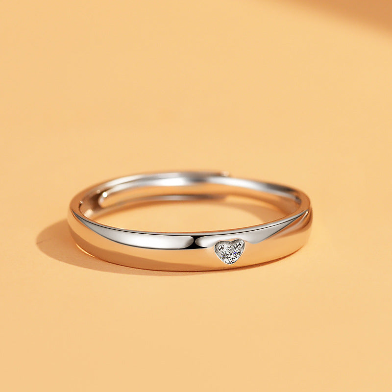 【Romantic Heart】Heart Shaped Engraved Couple Ring - S925 Sterling Silver Couple Ring