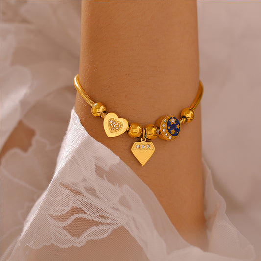 【Moon and Stars】Eternal Love Stainless Steel Adjustable Bracelet