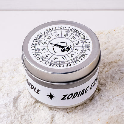 Sagittarius Zodiac Tin Can Aromatherapy Candle - Crystal Healing