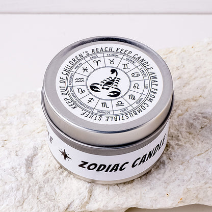 Scorpio Zodiac Tin Can Aromatherapy Candle - Crystal Healing