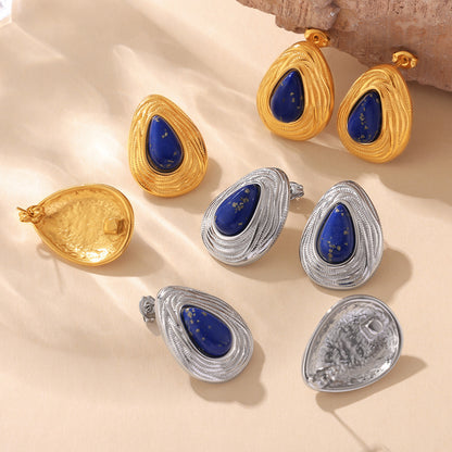 Teardrop Shaped Blue Lapis Lazuli Earrings