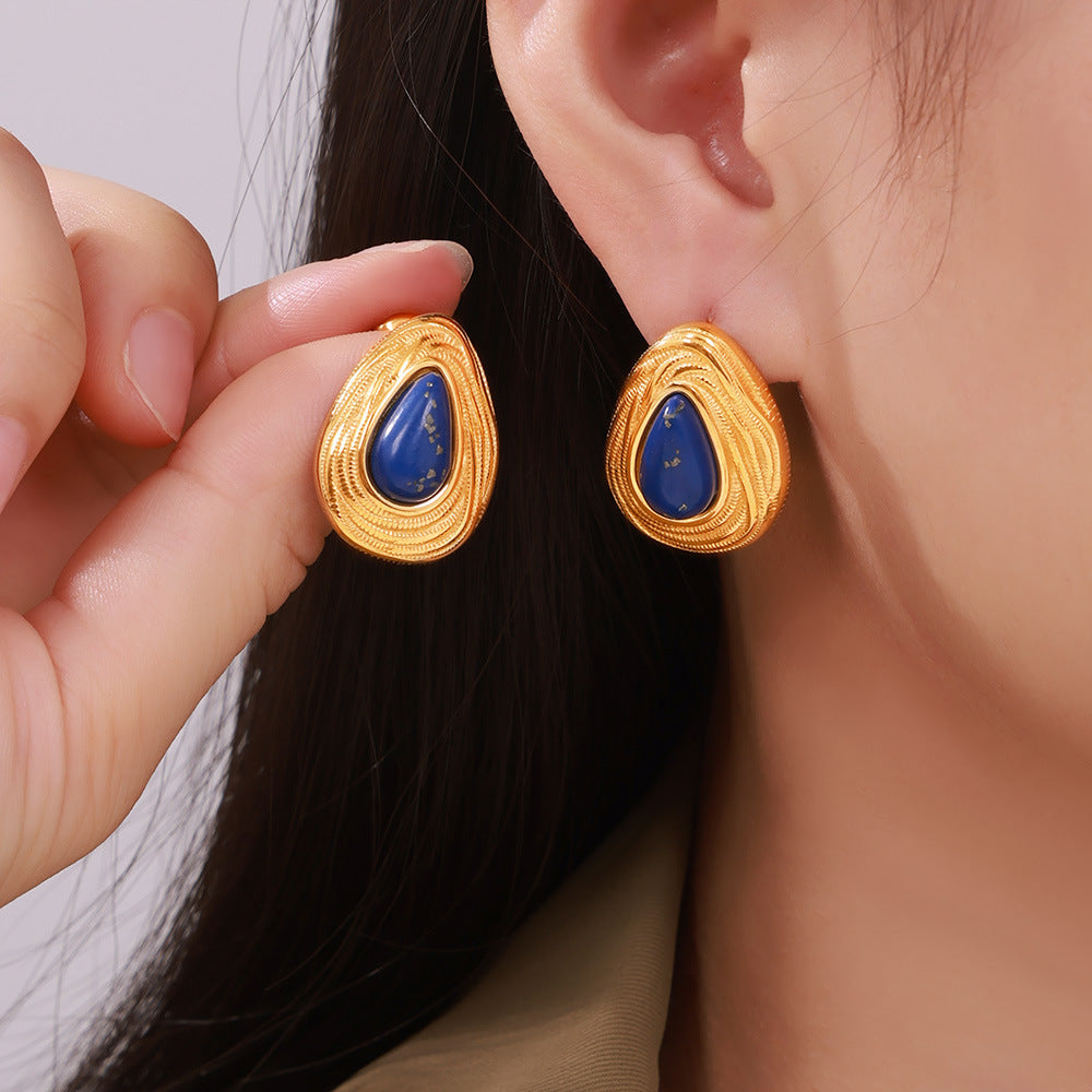 Teardrop Shaped Blue Lapis Lazuli Earrings