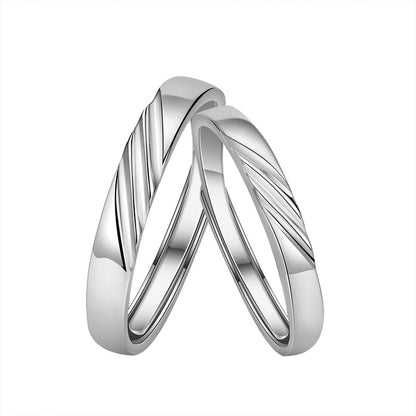 【Cherished Moments】 Simple Line Carving Design Couple Ring S925 Sterling Silver