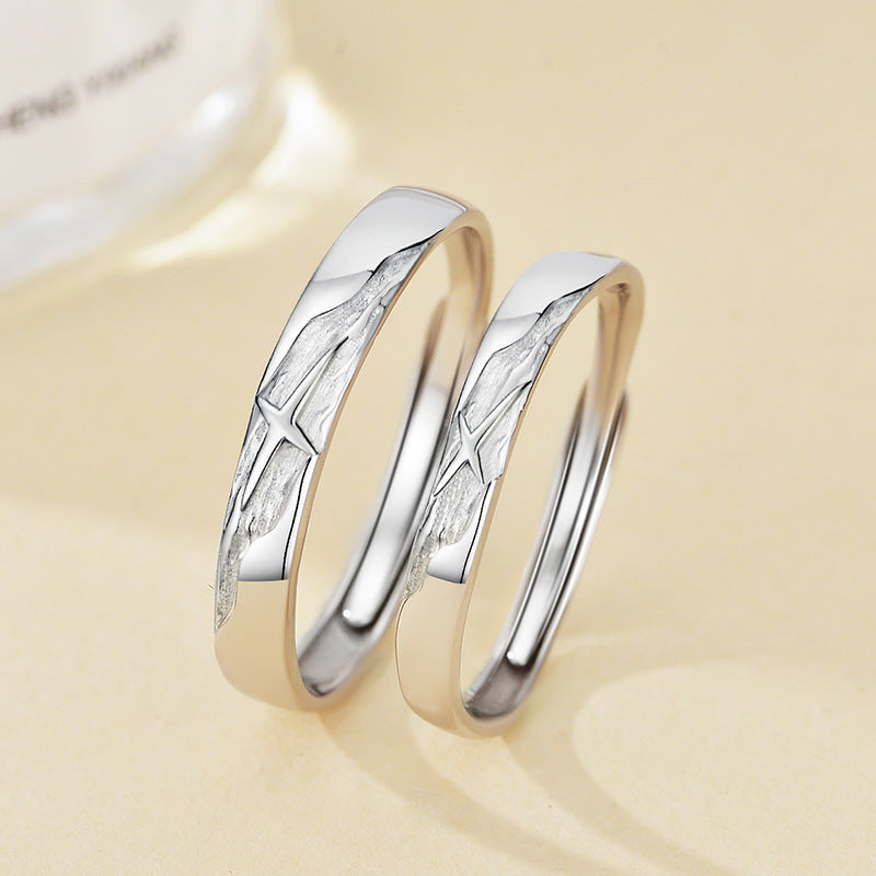 【Eternal Galactic Love】Cross Star Galaxy S925 Sterling Silver Couple Ring