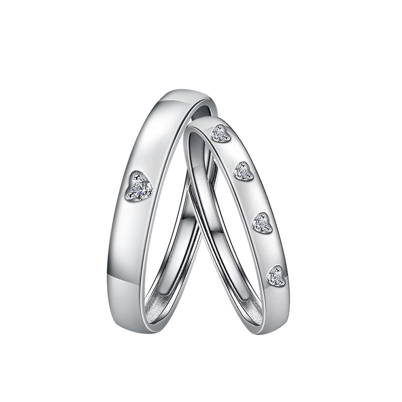 【Romantic Heart】Heart Shaped Engraved Couple Ring - S925 Sterling Silver Couple Ring