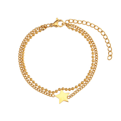 Niche Design Double-Layer Five-Pointed Star Bracelet