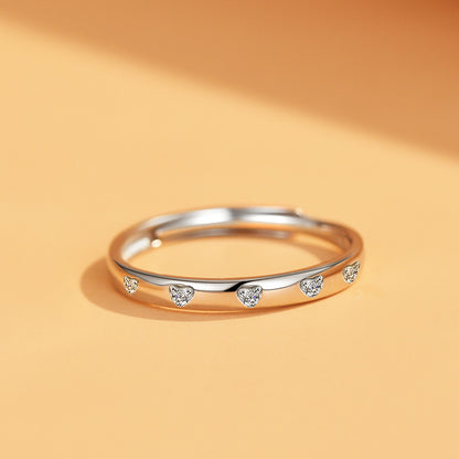 【Romantic Heart】Heart Shaped Engraved Couple Ring - S925 Sterling Silver Couple Ring