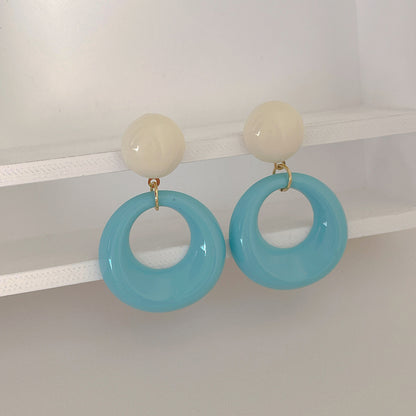 【Candy Lady】Dopamine Color Geometric Round Earrings Hypoallergenic