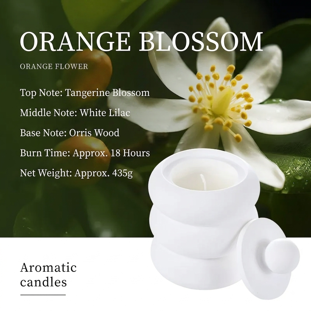 Vela Aromática de Cera de Soja con Relieve de Yeso Hecho a Mano, Regalo de Aromaterapia, 6 Aromas Botánicos