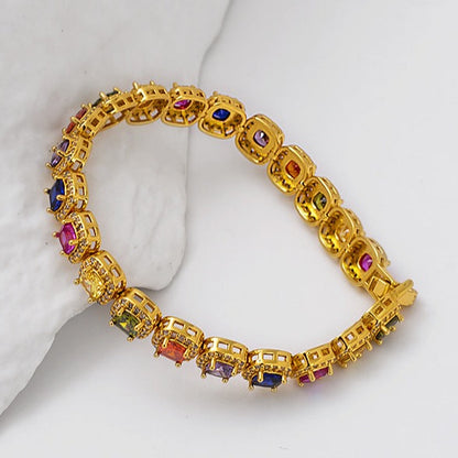 Colorful Tourmaline Bracelet 18K Gold