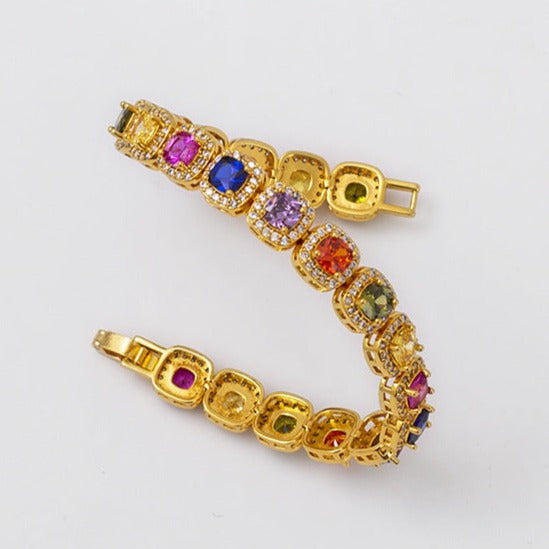 Colorful Tourmaline Bracelet 18K Gold