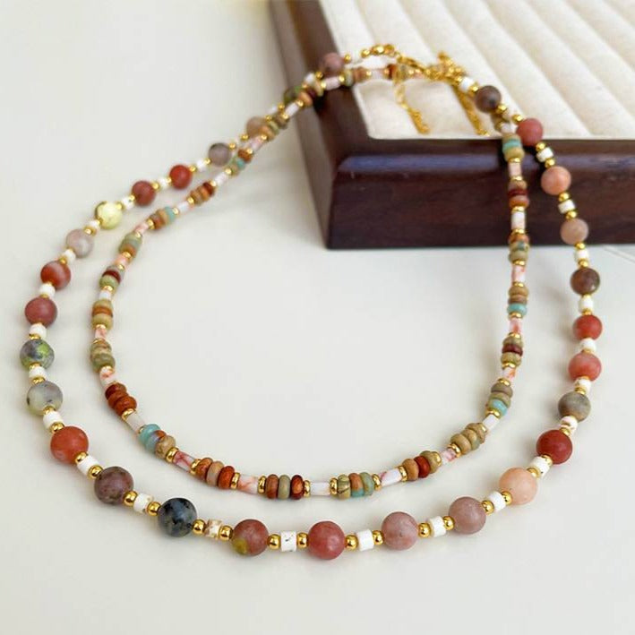 Dopamine natural stone necklace -2 pieces