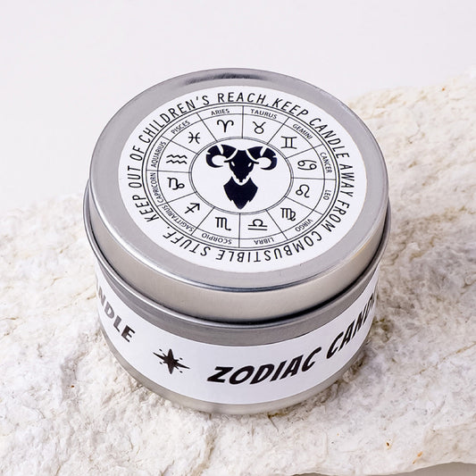 Aries Zodiac Aromatherapy Tin Can Candle - Relaxing Aromatherapy & Healing Crystals