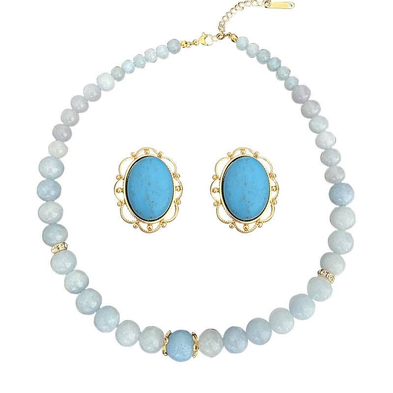 Natural stone necklace and earrings set