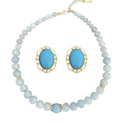 Natural stone necklace and earrings set