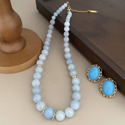 Natural stone necklace and earrings set