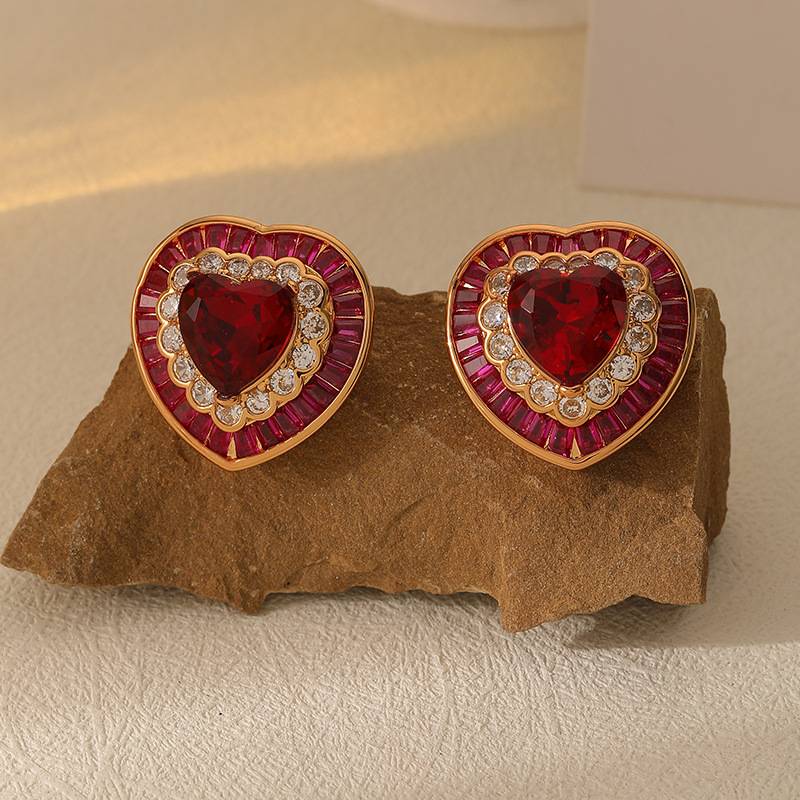 Red heart shape earrings