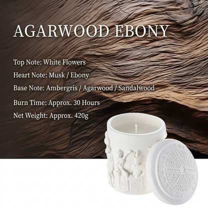 Vela aromática de cera de soja blanca en relieve, adorno de fragancia de cumpleaños, cilindro difusor de aceite esencial de madera de agar