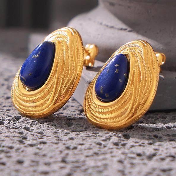 Teardrop Shaped Blue Lapis Lazuli Earrings