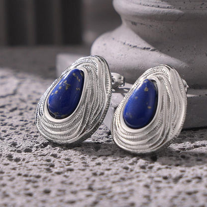 Teardrop Shaped Blue Lapis Lazuli Earrings