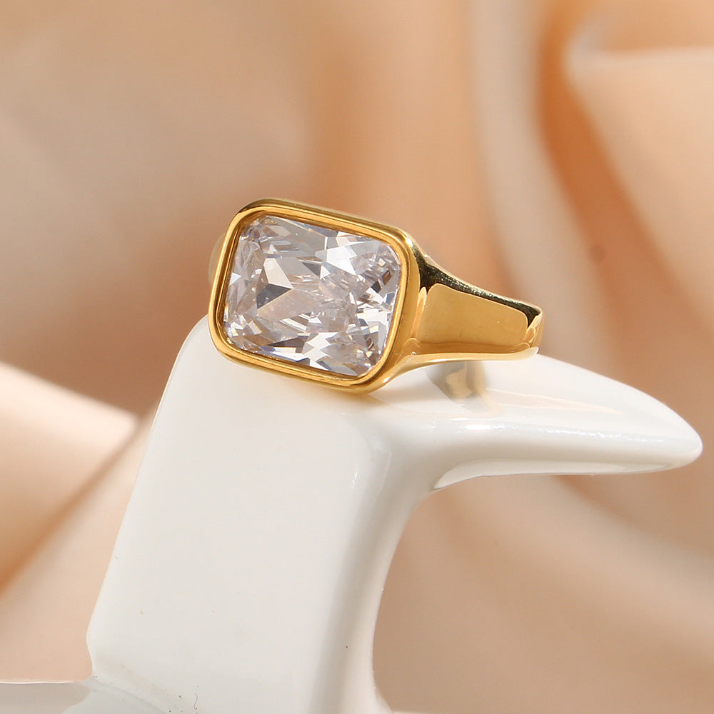 Ring Set | Heart Shape Number 111 Ring | White Square Large Zircon Ring