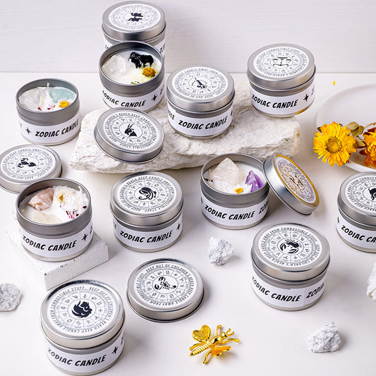 Zodiac Tin Can Candle Natural Crystal Aromatherapy Candle