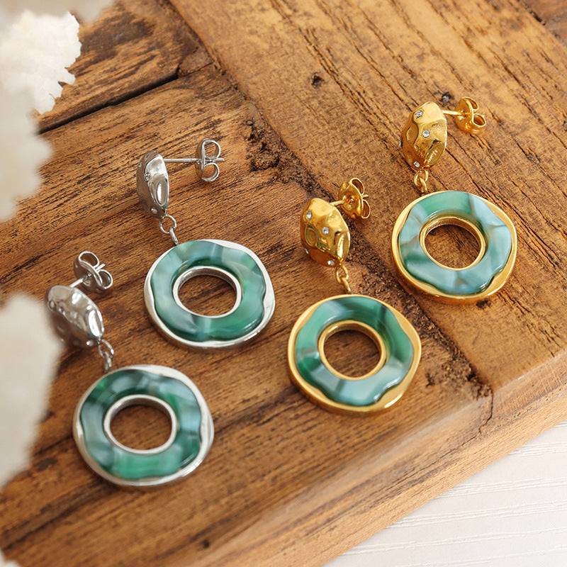 Emerald Aura Green Resin Earrings