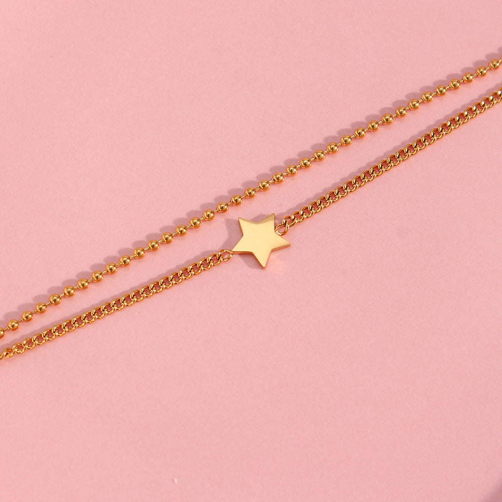 Niche Design Double-Layer Five-Pointed Star Bracelet