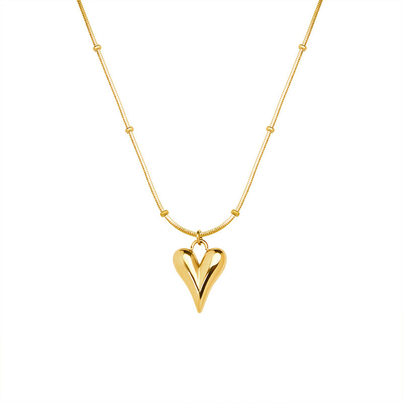 French Trendy Heart-Shaped Pendant Necklace Hypoallergenic Colorfast