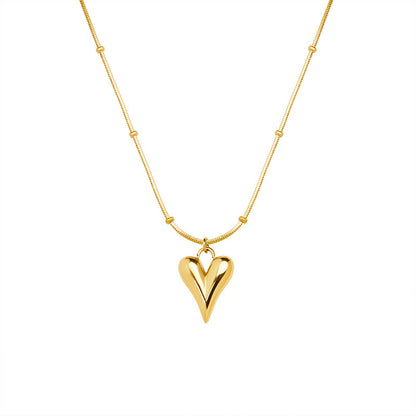 French Trendy Heart-Shaped Pendant Necklace Hypoallergenic Colorfast