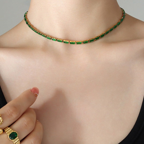 Green Rhinestone Necklace