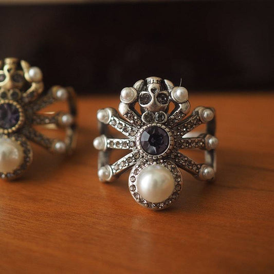 spider ring with diamonds and pearls